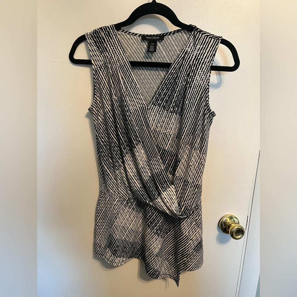 White House Black Market, sleeveless tunic with wrap detail